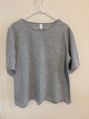stars above short sleeve tee shirt lettuce-edge trim